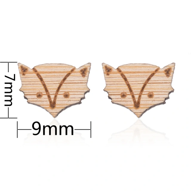 Cute Wood Fox Earrings